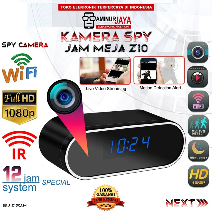 Kamera Jam Meja Wifi Full HD 1080P Spy Cam Hidden Camera Dig