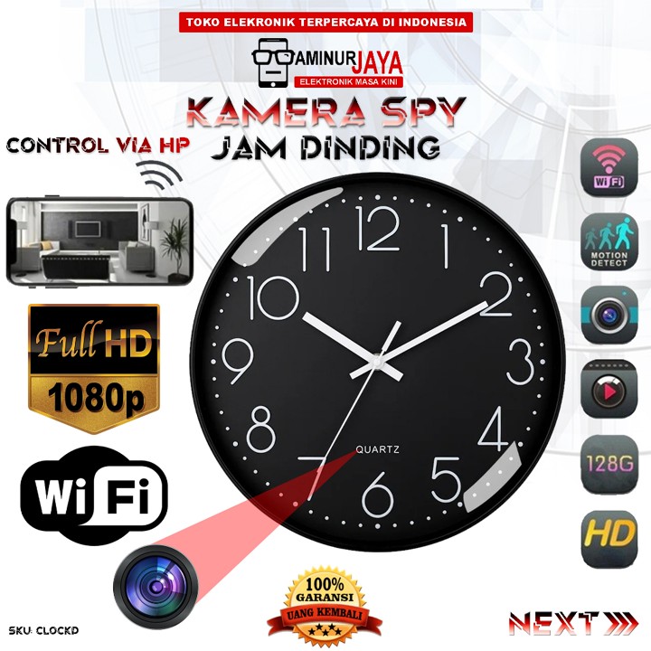 Kamera CCTV Wall Clock IP Camera Wifi Jam Dinding Wireless H