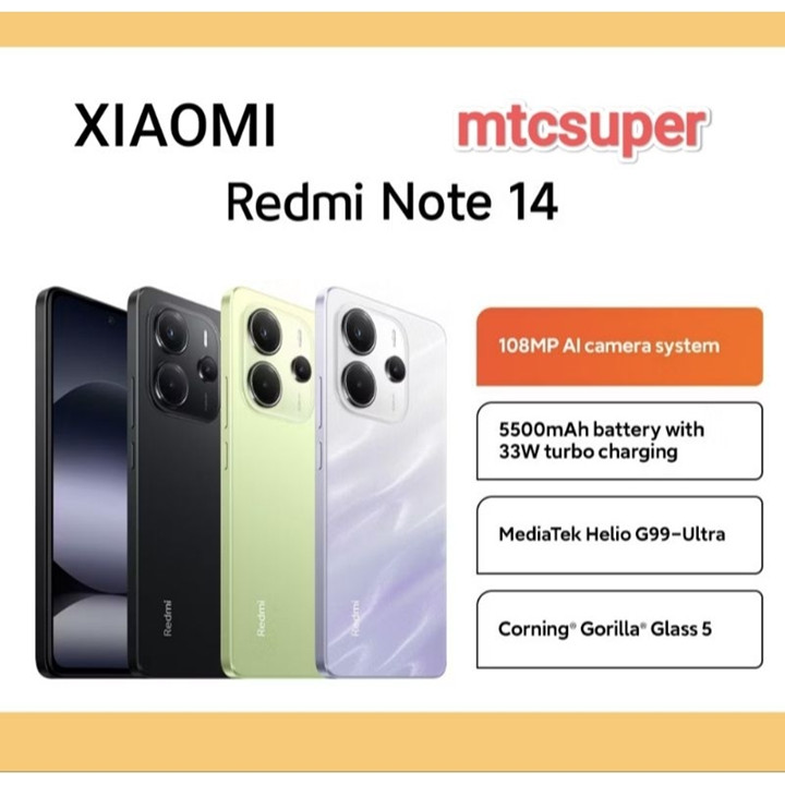 REDMI NOTE 14 8/128GB | 8/256GB 108MP AI CAMERA GARANSI RESM