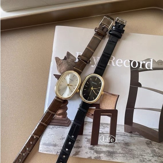 KOOLEY Jam Tangan Wanita Naidu Oval Kulit Versi Korea Vintag