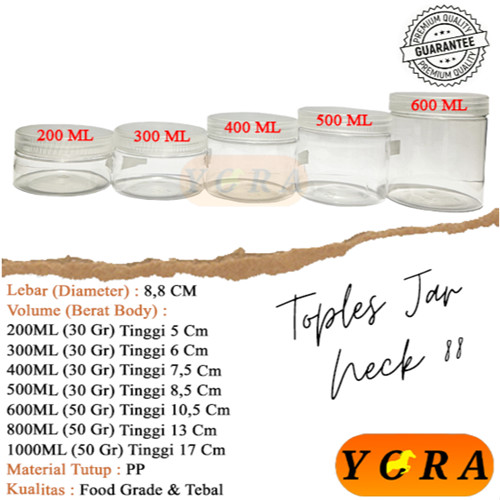 Toples Tabung Silinder 200ml 300ml 400ml 500ml 600ml 800ml 1