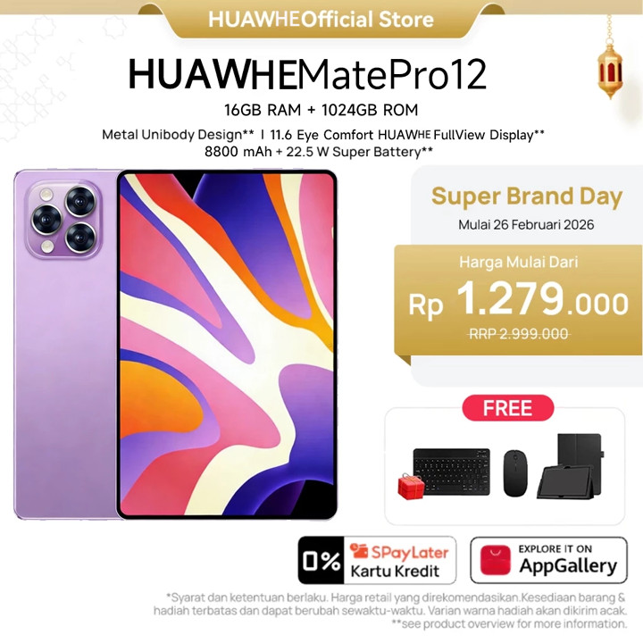 HuaWhe tablet android MatePro12 11.6" 16GB+1024GB | 8800mAh 