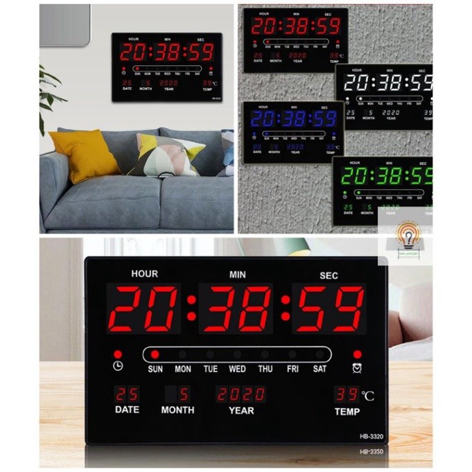 Jam Digital Dinding / Jam Digital Meja Clock LED Merah/ Biru