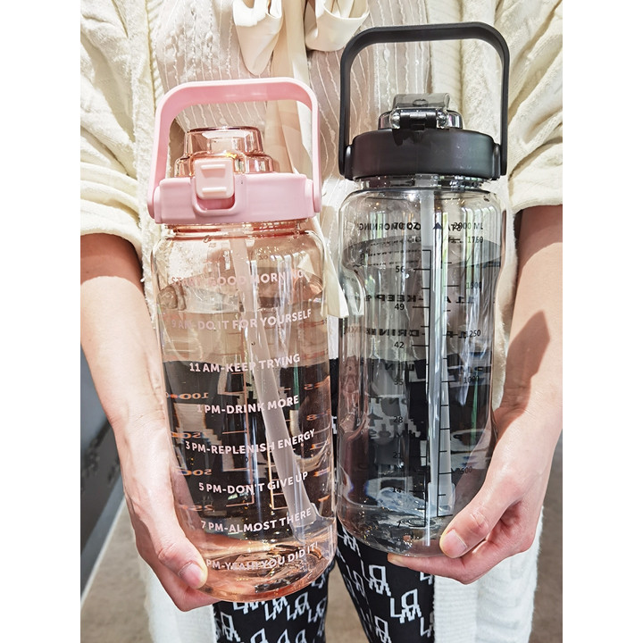 Botol minum Jumbo 2 LITER Motivasi Penanda waktu Tritan Quif