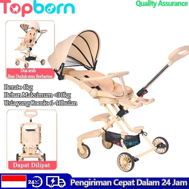 Topborn Stroler Kereta Dorong Dapat Dilipat Duduk/Berbaring 