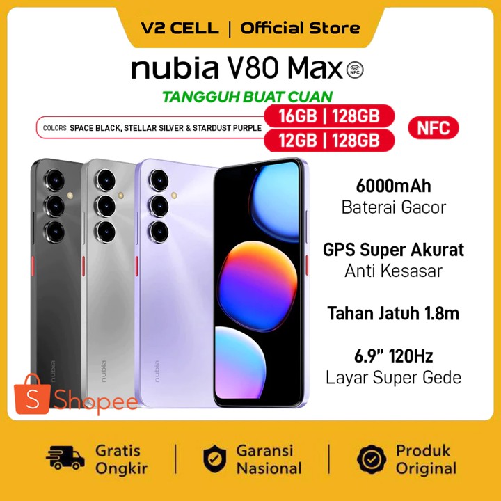 ZTE nubia V80 Max [6+6/128GB] [8+8/128GB] Layar 6.9" HD 120H