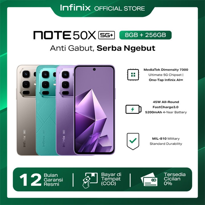 Infinix Note 50X 5G+ 8/256GB - Up to 16GB Extended RAM - Dim