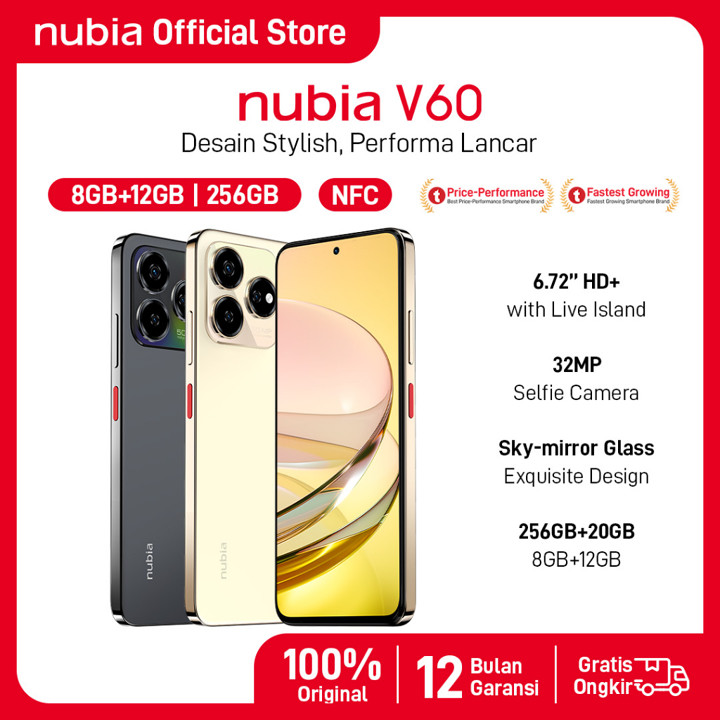 nubia V60 NFC RAM 8GB+12GB + ROM 256GB 5.000 mAh  50MP AI Tr