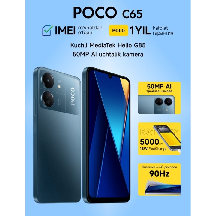 (COD) (ORI) HP XIOMI POCO C65 RAM 8+256GB Layar 6,74 inci+Ba