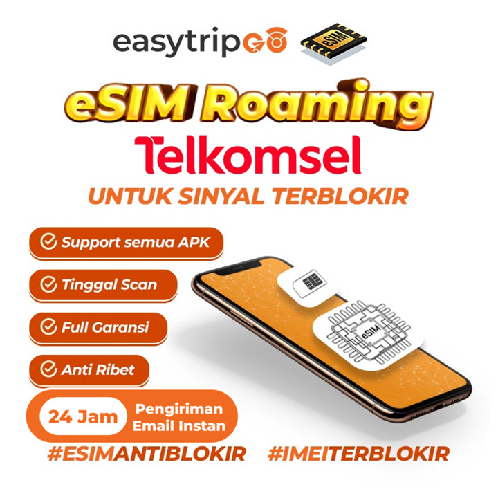 ⚡ Auto Kirim 24Jam ⚡ eSIM Roaming Telkomsel Indonesia 4 GB D