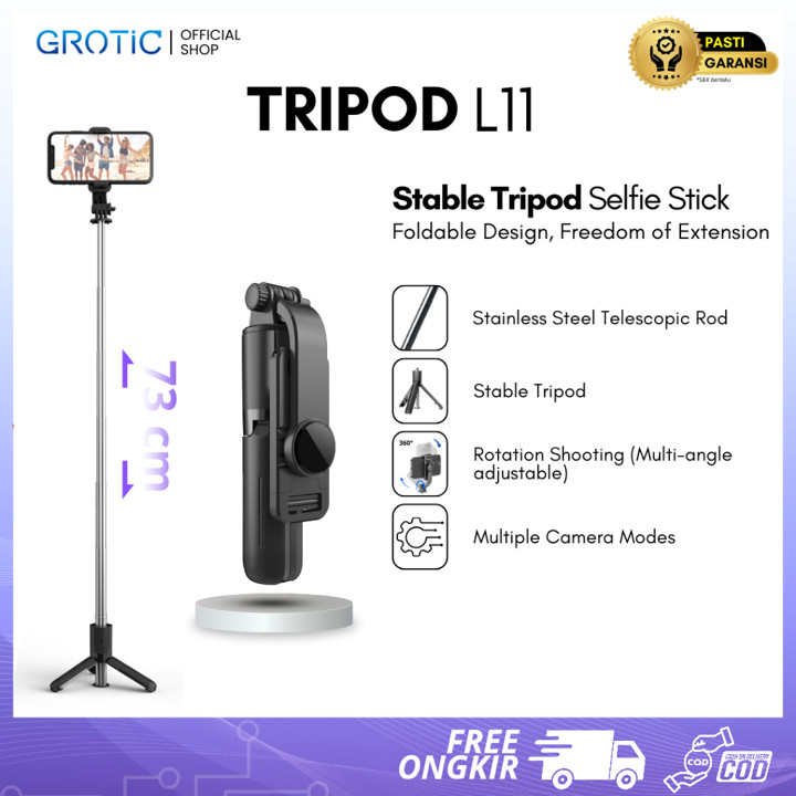 GROTIC Tripod Handphone Mini Portable Remote Bluetooth 730mm
