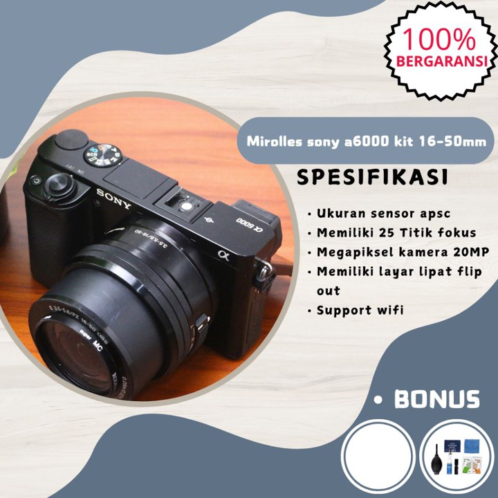 Kamera Sony a6000 lensa kit 16-50mm kamera mirolles sony