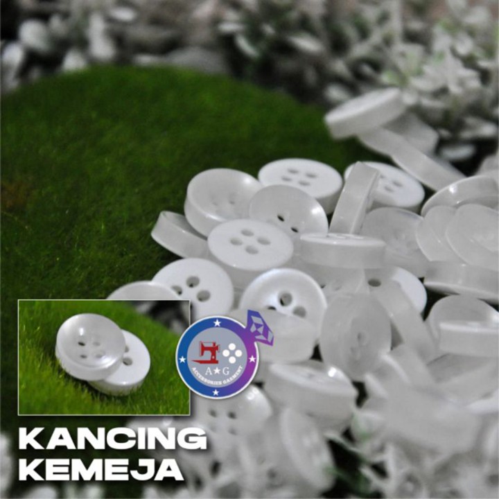 Kancing Baju Kemeja 9mm dan 11mm 144 Pcs Model Formal Putih