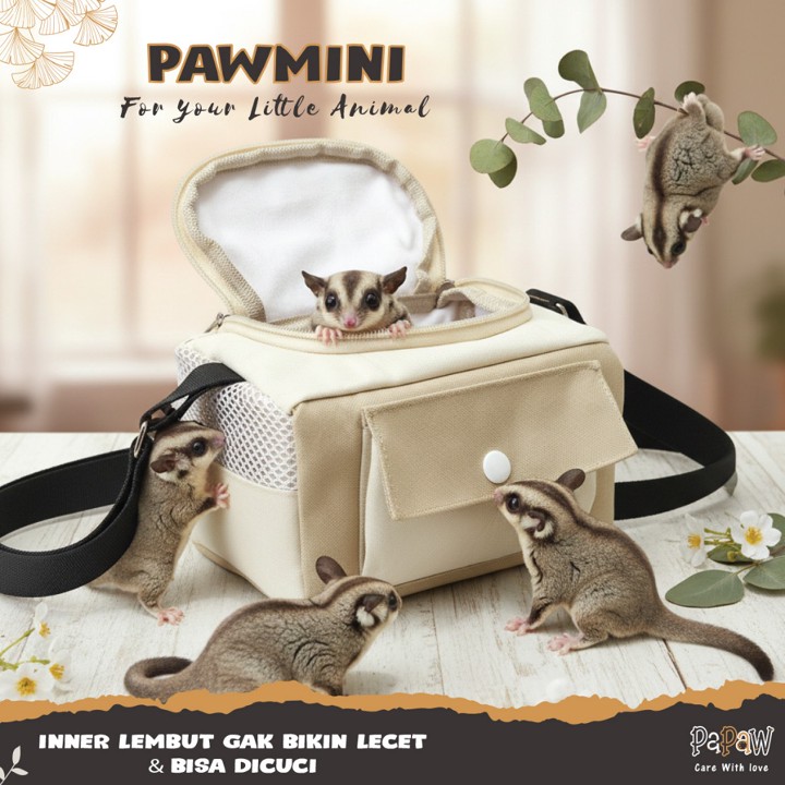 Tas Sugar Glider Lucu Travel Pouch Model Kubus Untuk Tupai T