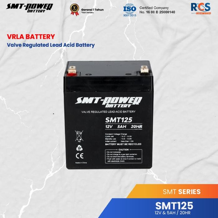 SMT125 BATERAI KERING SMT POWER 12V 5AH VRLA LEAD ACID Aki K