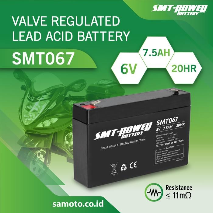 BATERAI 6V 7AH 7.5AH AKI KERING SMT POWER UPS MOBIL MAINAN S