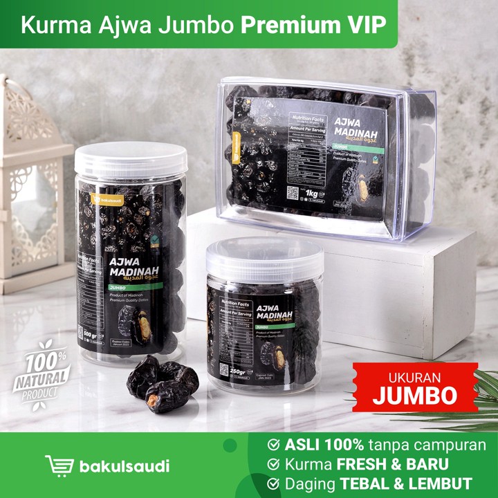 Kurma Ajwa Madinah Jumbo Premium VIP Original 100% / Kurma Nabi Saudi Ajwah Azwa Azwah Aliya Aliyah