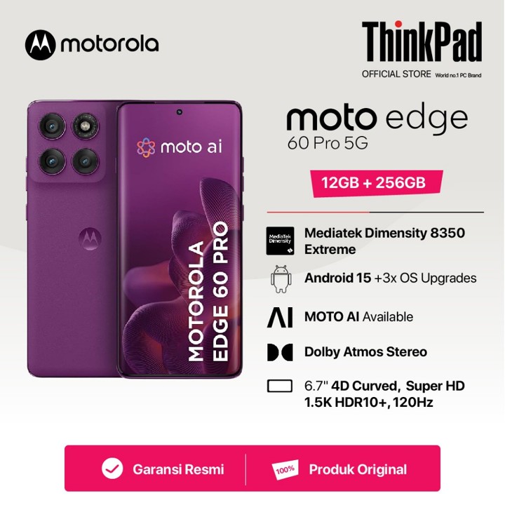 Motorola Moto Edge 60 Pro 5G 12GB 256GB Dimensity 8350 Extreme 6.7"4D Curved Dis