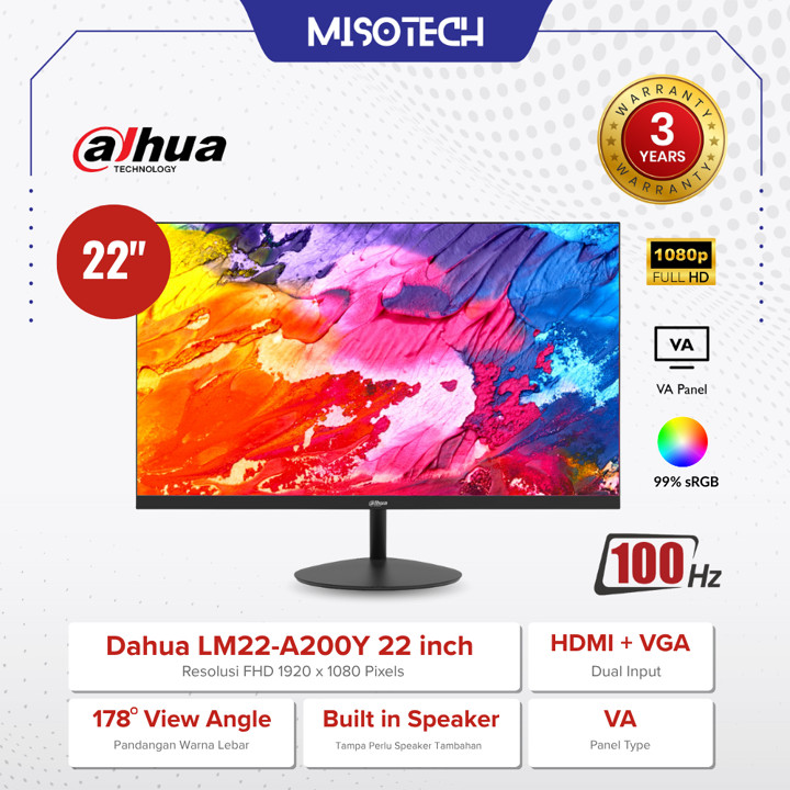 Dahua DHI-LM22-A200Y Monitor LED 22 Inch Full HD Panel VA Speaker
