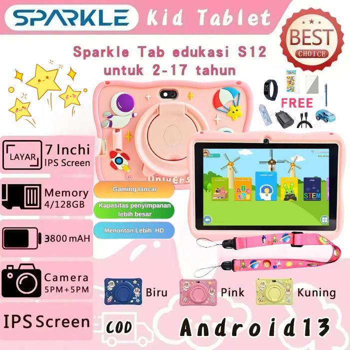 ANATAB/Table anak S12/kids anak/Tablet Belajar Anak/Kids Tablet Study/Tablet Antiradiasi anak/tablet/7inch Edukasi Wifi Tablet