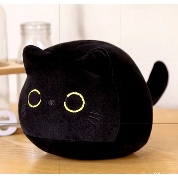 Boneka Kucing hitam lembut dan lucu//bantal fat black cat ki