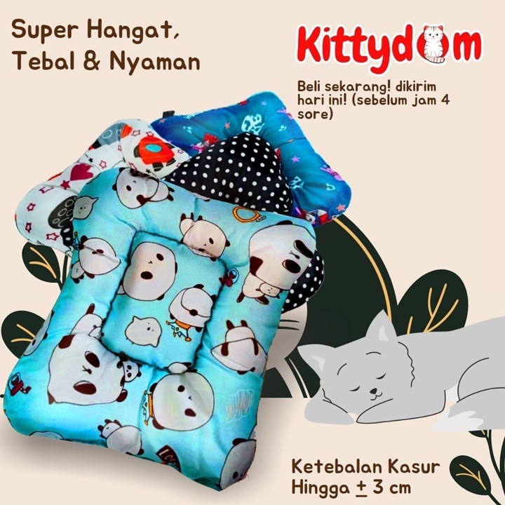 KITTYDOM Pet Bed Empuk Bantal Kasur Kucing Isi Dacron Dakron