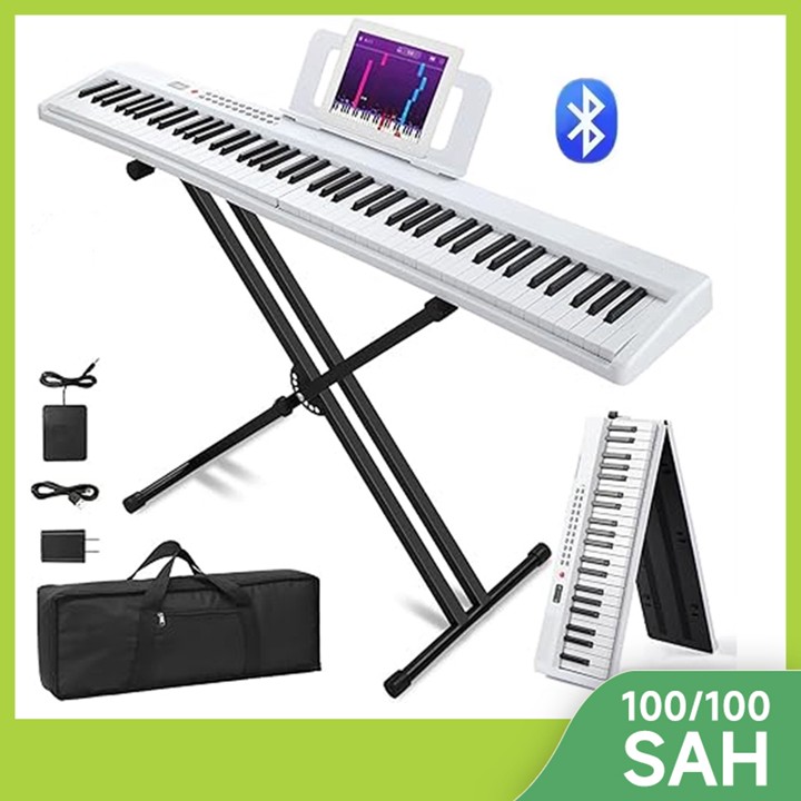 PLAYOU 88 keys Piano Lipat Elektrik  Alat Musik portabel blu