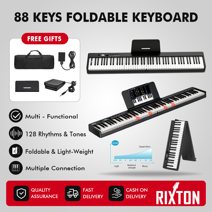 RIXTON Portable Digital Piano 88 Keys Foldable Piano Keyboar