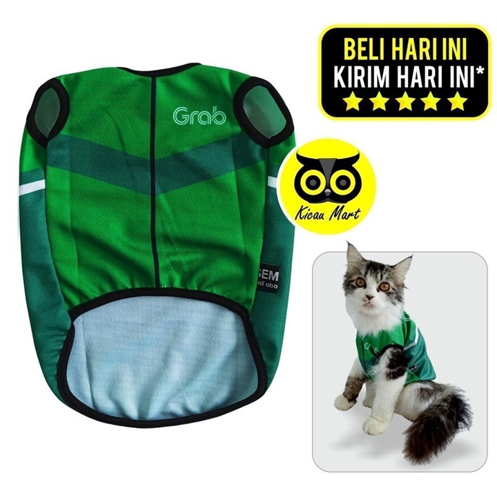 KICAU MART Baju Kostum Kucing Model Ekspedisi Grab Baju Kaos