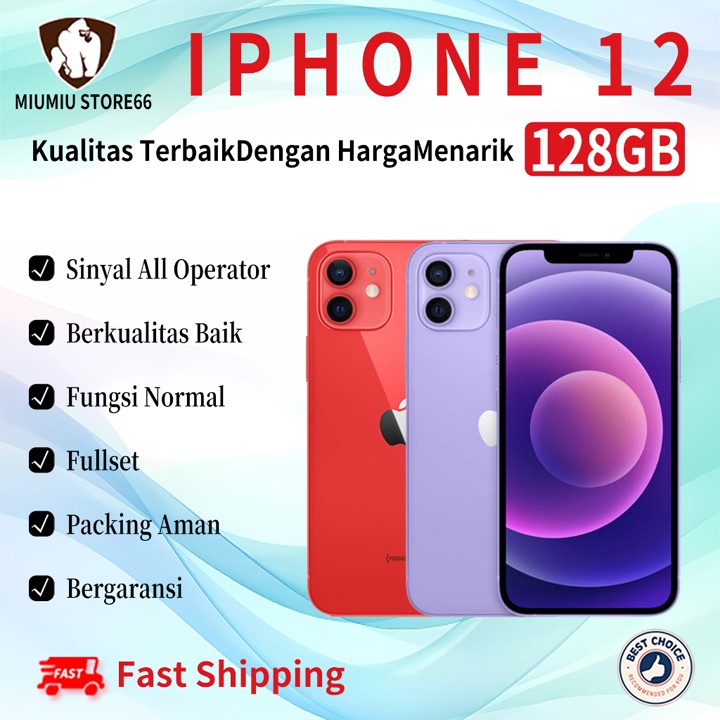 iPhone12 128GB Bekas Second Original100% All Sim Silent Full