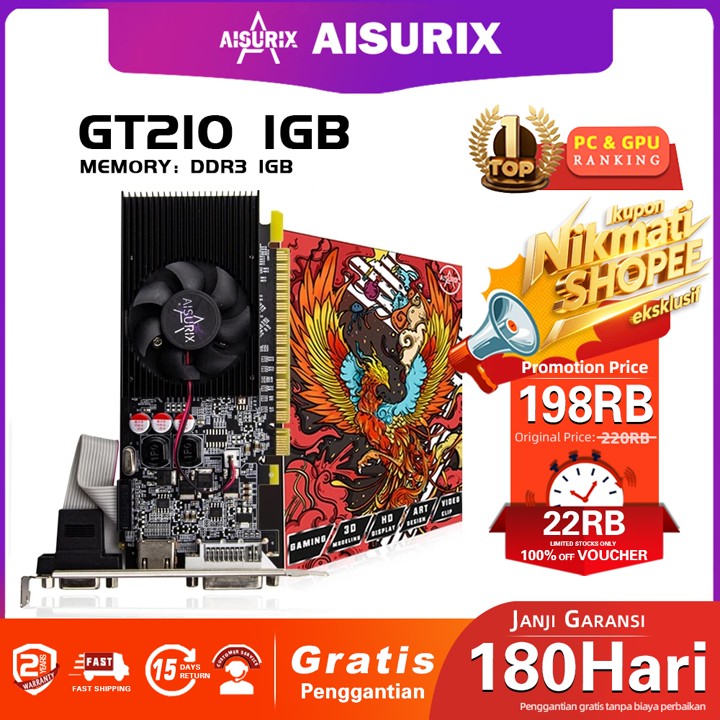 AISURIX NVIDIA GeForce GT 210 1GB GT610 2GBVGA Card DDR3 64B