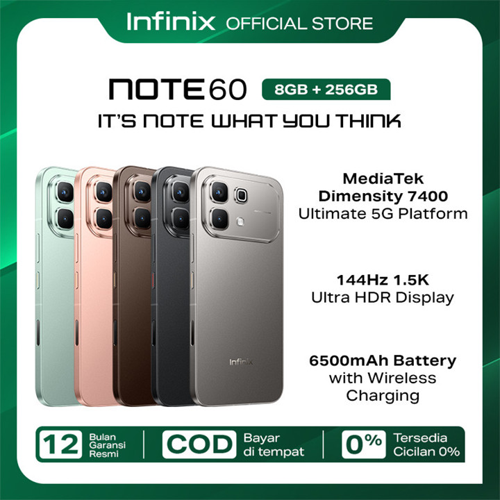 Infinix Note 60 8/256GB - Up to 16GB Extended RAM - Dimensity 7400 Ultimate - 6.78” 1.5K Amoled - 50MP - 6500 mAh - NFC