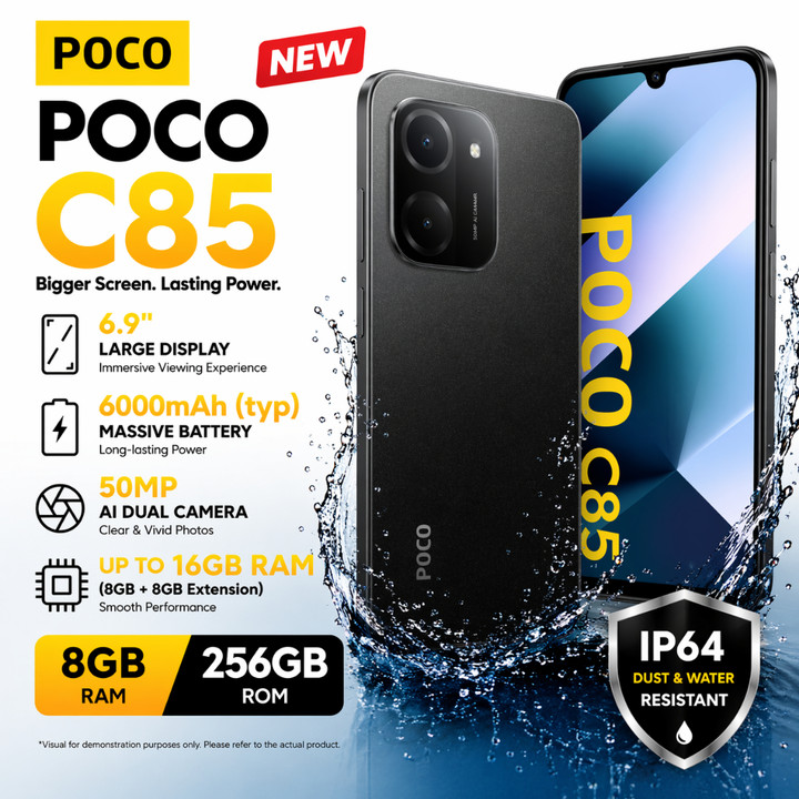 POCO C85 8GB+256GB NFC 6000mAh 120Hz Fast Charging Garansi R