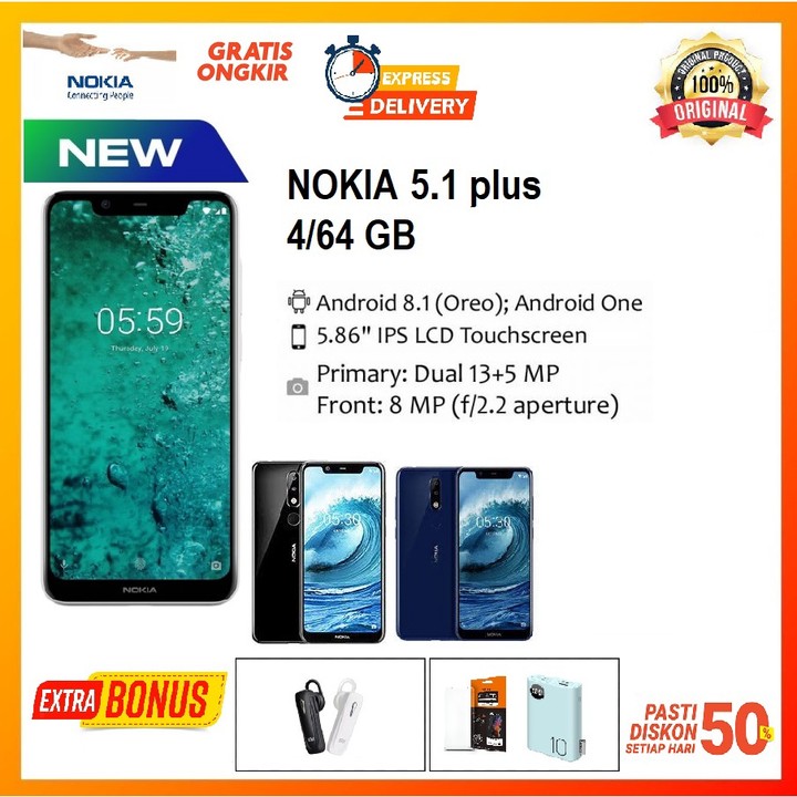 NOKIA 5.1PLUS 4/64GB Li-Ion 3000 mAh, non-removable Premium 