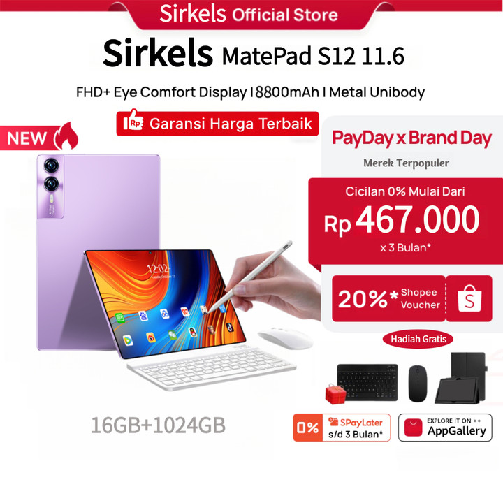 [Free Keyboard Mouse Case] Sirkels Tablet MatePad S12 11.6 |