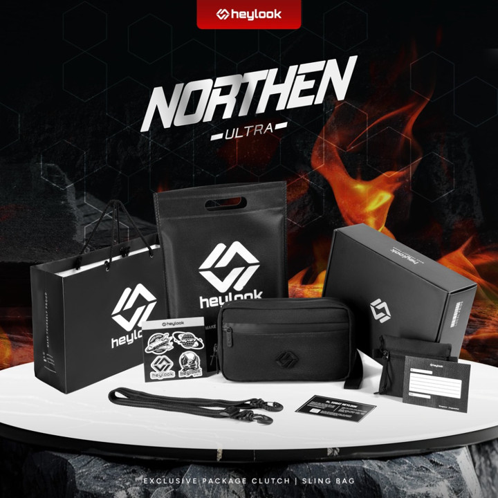 (Exclusive Hampers) - Clutch Bag Pria NORTHEN ULTRA Anti Bara Anti Air Clutch Bag Multyfungsi 3 in 1 Hand Bag Cowok Waterproof Tas Tangan Anti Air Sling Bag Kulit Waistbag Distro HEYLOOK