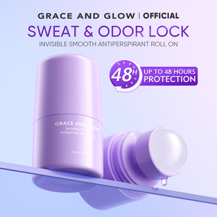 Grace and Glow Deodorant Antiperspirant Invisible Smooth Roll On 20 ml | Deodoran Anti Bau Badan Body Odor - Deo Ampuh Mengurangi Keringat Berlebih (Hyperhidrosis) Pada Ketiak Hingga 48 Jam - Anti Perspirant Ketiak Kering Wangi Fresh
