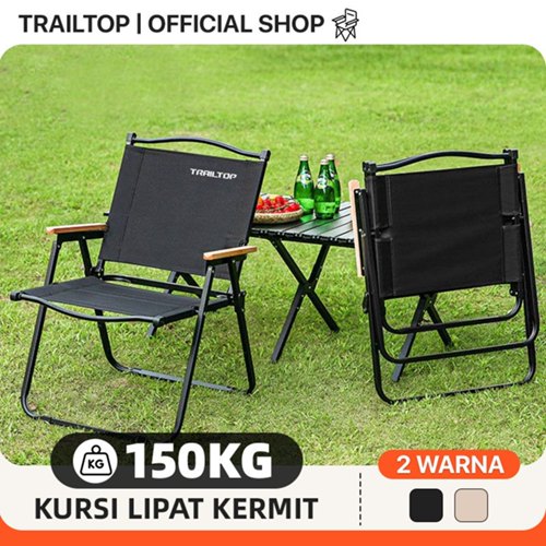 TrailTop Kursi Lipat Dengan Gagang Kayu Kursi Camping Kermit