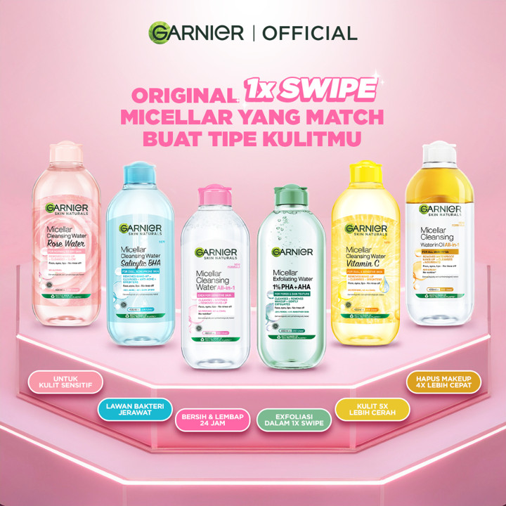 [HOT SALE] GARNIER Micellar Water ALL VARIANT 400ml Skincare Cleansing - Pembersih Wajah & Make up Membersih dalam sekali swipe Suitable for All Skin Brightening Clear Skin Micellar Cleansing Water