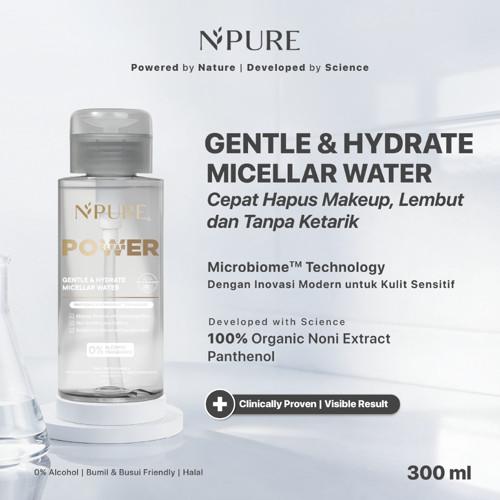 NPURE Gentle & Hydrate Micellar Water / Make Up Remover / Pembersih Make Up / Deep Cleansing / No Alcohol / No Fragrance / Sensitive Skin / Natural Skincare / No SLS / Hypoallergenic / Dermatologically Tested / Non Acnegenic / Aman Bumil Busui / HALAL