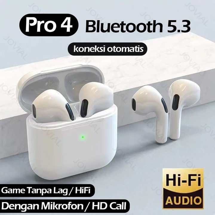 Pro 4 Gaming TWS Bluetooth Headset Bass with Mic Touch Waterproof Wireless Earphone Bluetooth Android