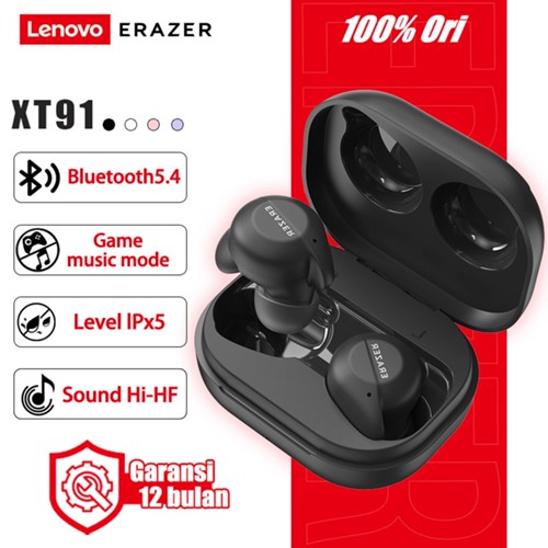 Lenovo ERAZER XT91 TWS Headset Bluetooth 5.4 MINI Earbuds handset Nirkabel With Mic Pengurangan Kebisingan Touch headphone Gaming Control Music Long Battery Tahan Air 9D wireless earphone sport Bass untuk semua ponsel Android/iOS henset