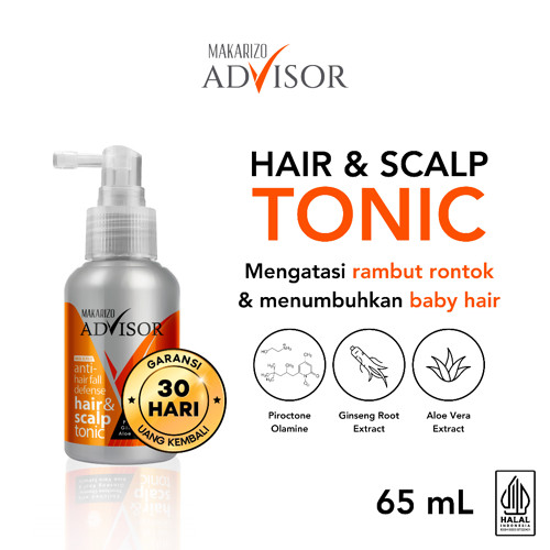 Makarizo Advisor Hair & Scalp Tonic 60 mL & 65 mL - 2 in 1 Untuk Rambut Rontok dan Ketombe