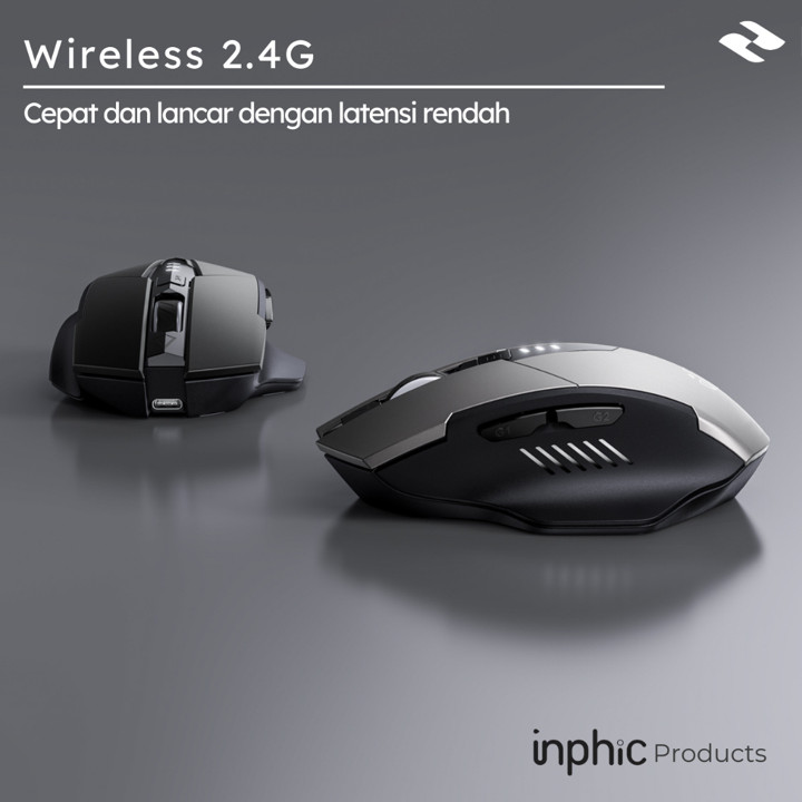 Mouse Gaming Wireless Silent Click Rechargeable Battery F1 INPHIC