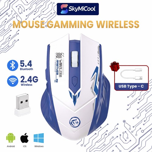 Skymicool Rechargeable Bluetooth Mouse 5.4 Wireless mouse 2.4G Gaming mouse 6 buttons Android IOS Windows BM07