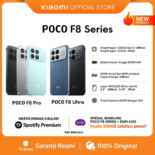 POCO F8 Series | POCO F8 Pro (12/512GB) | POCO F8 Ultra (16/512GB) | Snapdragon® 8 Elite Gen 5* | Baterai Besar 6500mAh* | Ultra series dengan 100W wired dan 50W wireless HyperCharge | Layar AMOLED Ultra-Jernih 120Hz | HP Gaming  [Xiaomi Official Store]