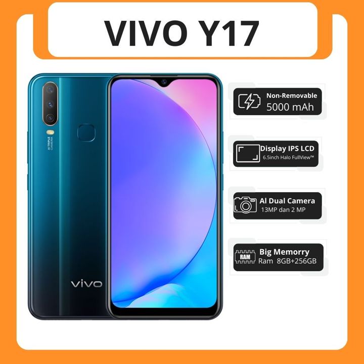 Smartphone asli Ori Handphone Android  vivo Y17 RAM 8/256GB Fullset 6.35 'FHD-LCD