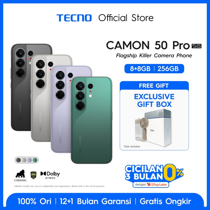 [5x SUPERZOOM FLASHSNAP] TECNO CAMON 50 PRO 5G 8GB+8GB*/256GB, 50MP Sony LYT-700C, 50MP 3x Telephoto Camera, MediaTek Dimensity 7400 Ultimate 5G, IP69K, 6500mAh, Android 16, camon50pro