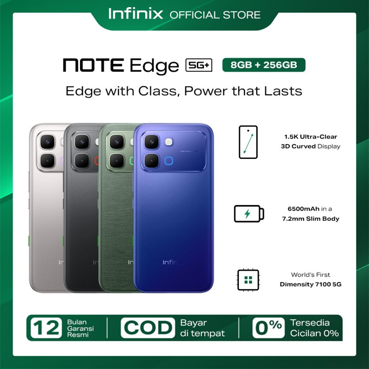 Infinix Note Edge 5G+ 8/256GB - Up to 16GB Extended RAM - Dimensity 7100 5G - 6.78” 3D Curved Amoled - 50MP - 6500 mAh - NFC