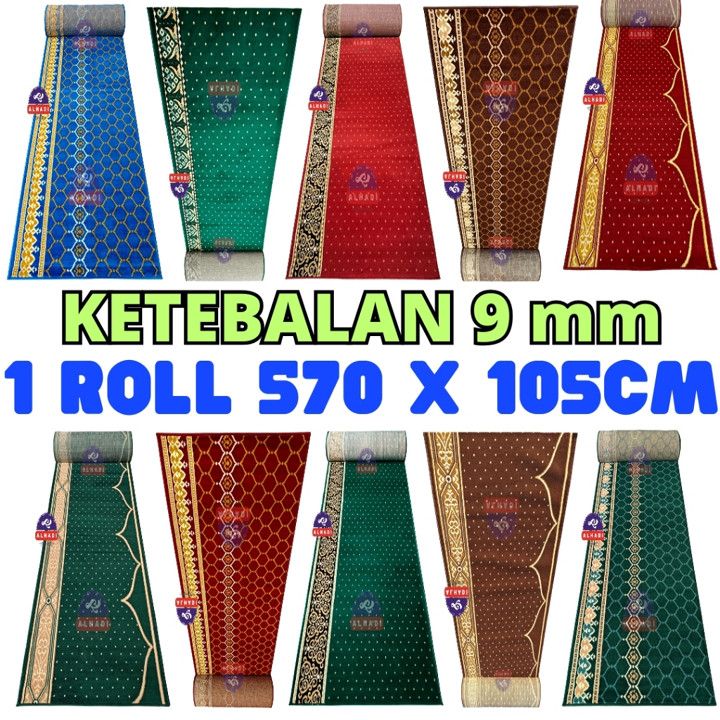 Alhadi Karpet Masjid MEDGRA SHABEL 1 Roll Ukuran 570 x 105cm Tebal 9mm Sajadah Roll Mushola Terlaris